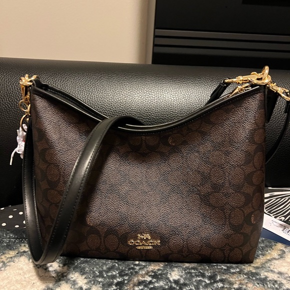 Coach Laurel Signature Brown and Black Shoulder Bag CHARMS NOT INCLUDED - Picture 5 of 11